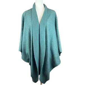 Bitte Kai Rand Womens Teal Mohair Wool Blend Draped Cocoon Cardigan Sweater Knit